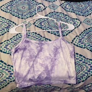 women’s purple tie dye cropped tank top